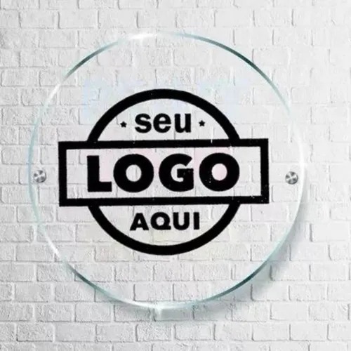 Placa Decorativa Personalizada em Acrílico Espelhado Dourado – Modelo Redondo