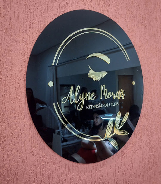 Placa Decorativa Personalizada em Acrílico Espelhado Dourado – Modelo Redondo - Imagem 6